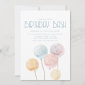 Aquarelle Balloon thème Anniversaire Invitation de (Devant)