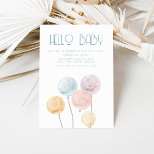 Aquarelle Balloon Thème Baby shower Invitation