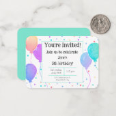 Aquarelle Balloons Anniversaire Aqua Invitation (Devant/Arrière en situation)