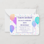 Aquarelle Balloons Anniversaire Violet Invitation (Devant)
