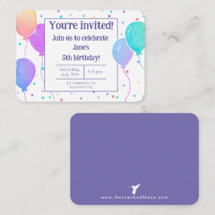 Aquarelle Balloons Anniversaire Violet Invitation