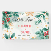 Aquarelle bannière Mariage de Noël avec Holly (Horizontal)