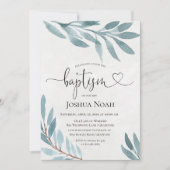 Aquarelle Baptême Botanique Invitation (Devant)