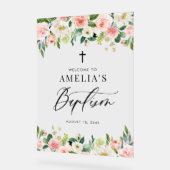 Aquarelle Baptême Floral Blanc et Blush (Angle)