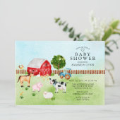 Aquarelle Barnyard Animaux Baby shower Invitation (Debout devant)