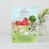Aquarelle Barnyard Animaux Baby shower Invitation (Debout devant)