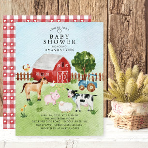 Aquarelle Barnyard Animaux Baby shower Invitation