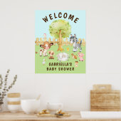 Aquarelle Barnyard Animaux Baby shower Poster (Cuisine)
