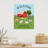 Aquarelle Barnyard Animaux Baby shower Poster (Cuisine)