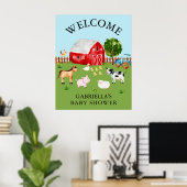 Aquarelle Barnyard Animaux Baby shower Poster (Bureau à domicile)