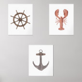 Aquarelle Bateau Roue Homard Ancre Nautique (Recto)