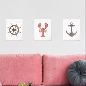 Aquarelle Bateau Roue Homard Ancre Nautique (Salon)