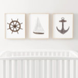Aquarelle Bateau Roue Voilier Ancre nautique<br><div class="desc">Ajoutez une touche de finition à votre espace nautique avec cet ensemble de 3 aquarelles.</div>