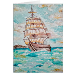 Aquarelle Bateau Voile Eté Mer Vie Océane