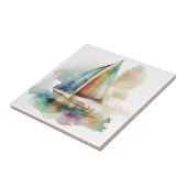 Aquarelle Bateaux à voile Carreaux en céramique (Côté)