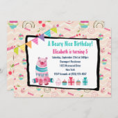 Aquarelle Bear Beary Nice Anniversaire Invitation  (Devant / Derrière)