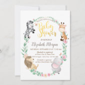 Aquarelle Bébé Animaux Dotée Douche Invitation (Devant)