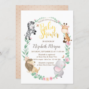 Aquarelle Bébé Animaux Dotée Douche Invitation