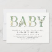 Aquarelle Bébé botanique ・ Invitation Baby shower (Devant)