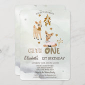 Aquarelle Bébé Cerf Vert 1ère invitation (Devant / Derrière)