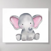 Aquarelle bébé éléphant assis poster (Devant)