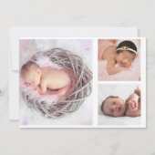 Aquarelle bébé éléphant fille Faire-part de naissa (Dos)