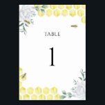 Aquarelle bebe florale - numéro de table mariage<br><div class="desc">Mean to Bee - Elégante douche nuptiale aquarelle. Aquarelles peignes de miel et fleurs blanches et abeille naturaliste. Personnalisez avec vos informations. Éléments correspondants disponibles.</div>