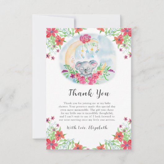 Aquarelle Bébé Koala Avec Invitation Lune (Devant)