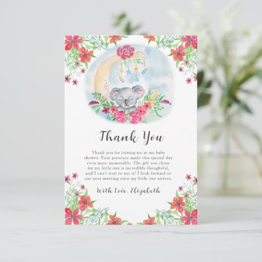 Aquarelle Bébé Koala Avec Invitation Lune (Debout devant)