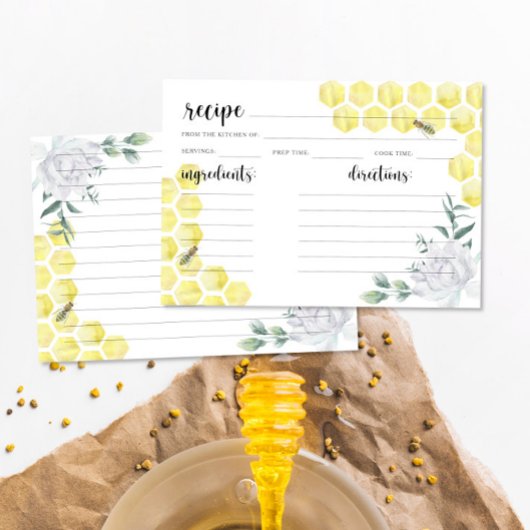 Aquarelle bee floral - carte de recette