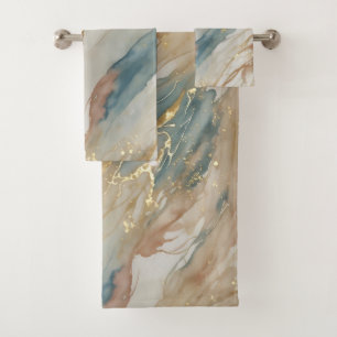Aquarelle beige et bleu Marbre Abstrait