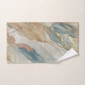 Aquarelle beige et bleu Marbre Abstrait (Serviette à main)