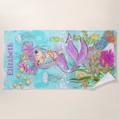 Aquarelle belle petite serviette de plage de Sirèn (Devant)