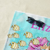 Aquarelle belle petite serviette de plage de Sirèn (En situation)