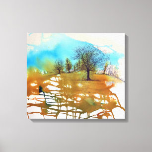 Aquarelle Belle toile d'arbres encastrées