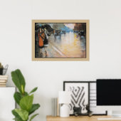 Aquarelle Berlin street in rain Poster (Thuiskantoor)