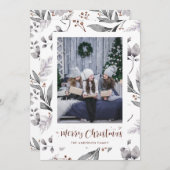 Aquarelle Berries d'hiver Cartes de Noël vertes (Devant / Derrière)