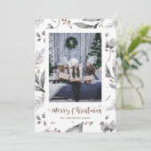 Aquarelle Berries d'hiver Cartes de Noël vertes (Debout devant)