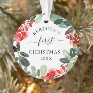 Aquarelle Berries Verdure Wreath Premier Noël