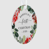 Aquarelle Berries Verdure Wreath Premier Noël (devant)