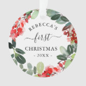 Aquarelle Berries Verdure Wreath Premier Noël (devant)