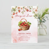 Aquarelle Berry In Love Nuptiale Douche Invitation (Debout devant)