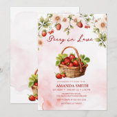 Aquarelle Berry In Love Nuptiale Douche Invitation (Devant / Derrière)