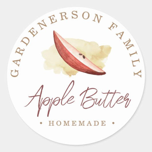 Aquarelle Beurre d'Apple Sticker rond classique (Devant)