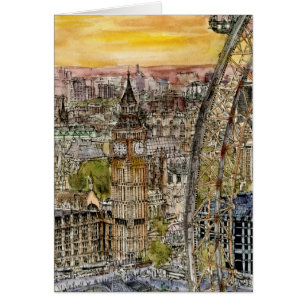Aquarelle Big Ben des destinations et oeil de
