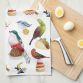 Aquarelle Birds on Snacks - Serviettes de cuisine (Quart Plié)