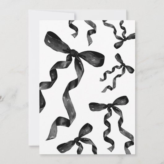 Aquarelle Black Bow Invitation Anniversaire (Dos)