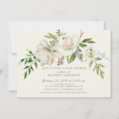 Aquarelle blanc Baby shower floral Invitation (Devant)
