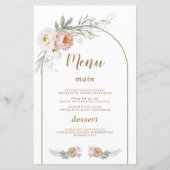 Aquarelle blanc Dusty Rose Floral Baptism Menu (Devant)