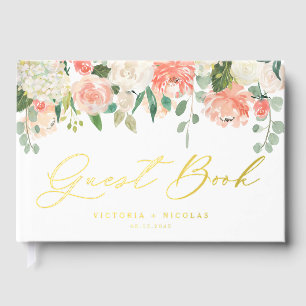 Aquarelle Blanc et Fleurs de Pêche Mariage photo
